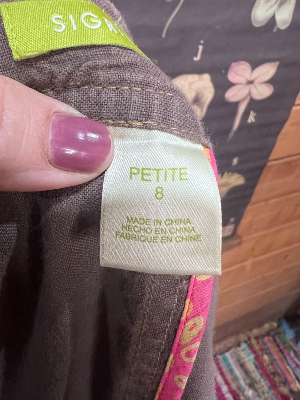 Sigrid Olsen 100% Linen Dark Taupe Matching Set Jacket Petite 8 Pants Petite 6 - Picture 9 of 15